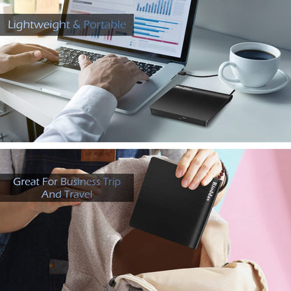 Rioddas Unidad Externa de CD/DVD para Computadora Portátil