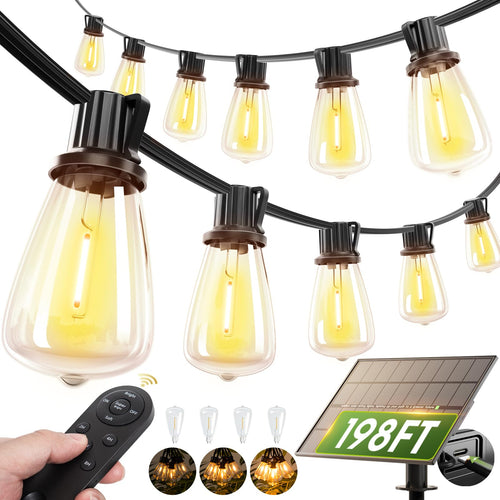 addlon Guirnalda de Luces Solares Extra Larga 198FT (Impermeable / 60+4 LED)