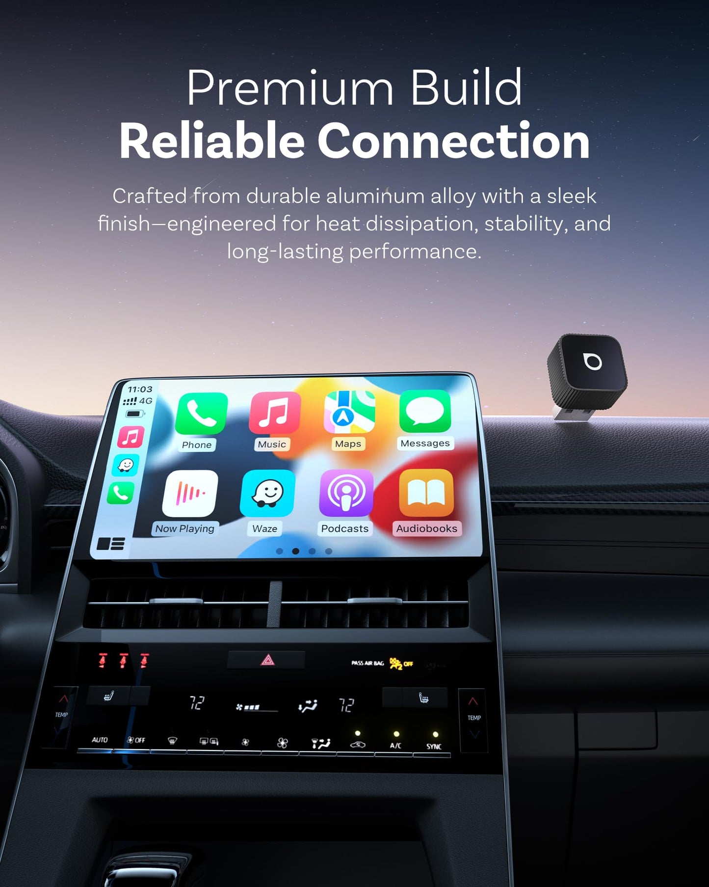 Ottocast Mini Cube 3.0 Wireless CarPlay & Android Auto Adapter 2026– Plug & Play, Fast Auto-Reconnect (Black)