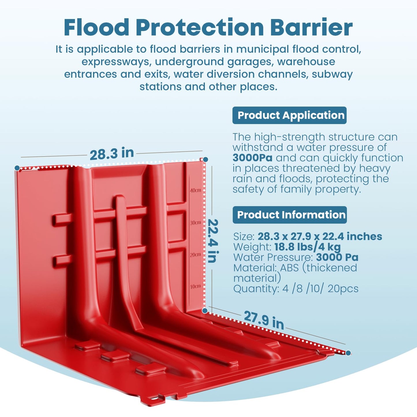 Barrera de Protección contra Inundaciones de ABS (Paquete de 4)