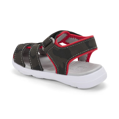 See Kai Run Cyrus Flexirun - Sporty Fisherman Closed-Toe Sandal for Boys, Gray/Red