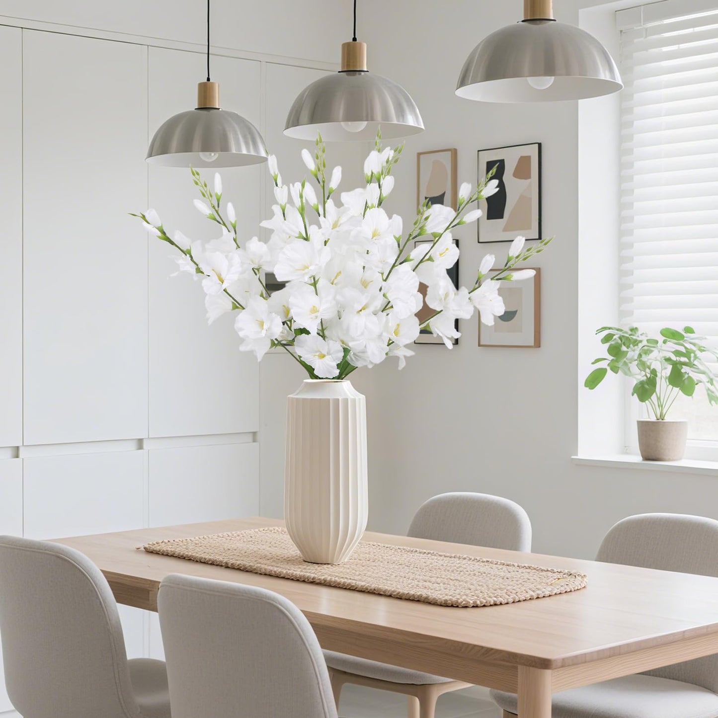 ICBOX Flores de Gladiolos Artificiales (Paquete de 2 Manchas / Blanco)