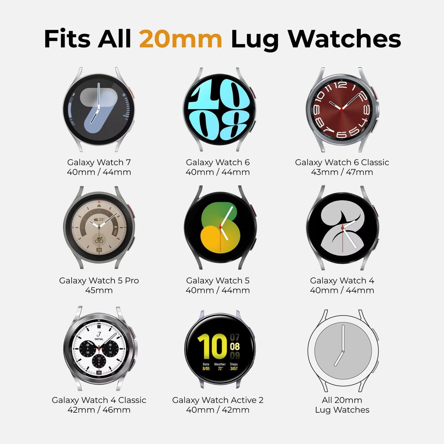 Acextro Correa Deportiva de Silicona para Galaxy Watch 7 (Paquete de 3 / 44mm y 40mm)
