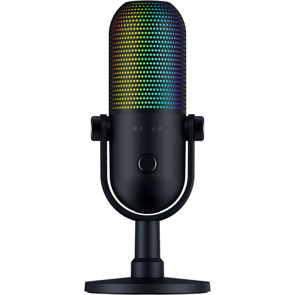 Razer Seiren V3 Chroma RGB USB Microphone: Stream & Game Reactive Lighting - Tap-to-Mute Sensor - Condenser Mic - Digital Gain Limiter & Shock Absorber - PC, Discord, OBS Studio, XSplit - Black