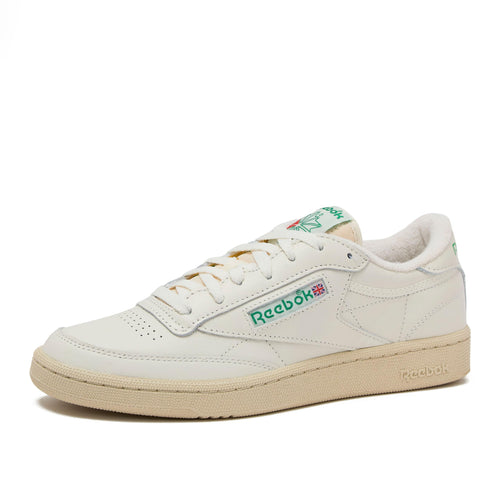 Reebok Club C Vintage Tennis Sneakers for Men, Casual White Mens Shoes, Top-Chalk/Paperwhite/Glen Green