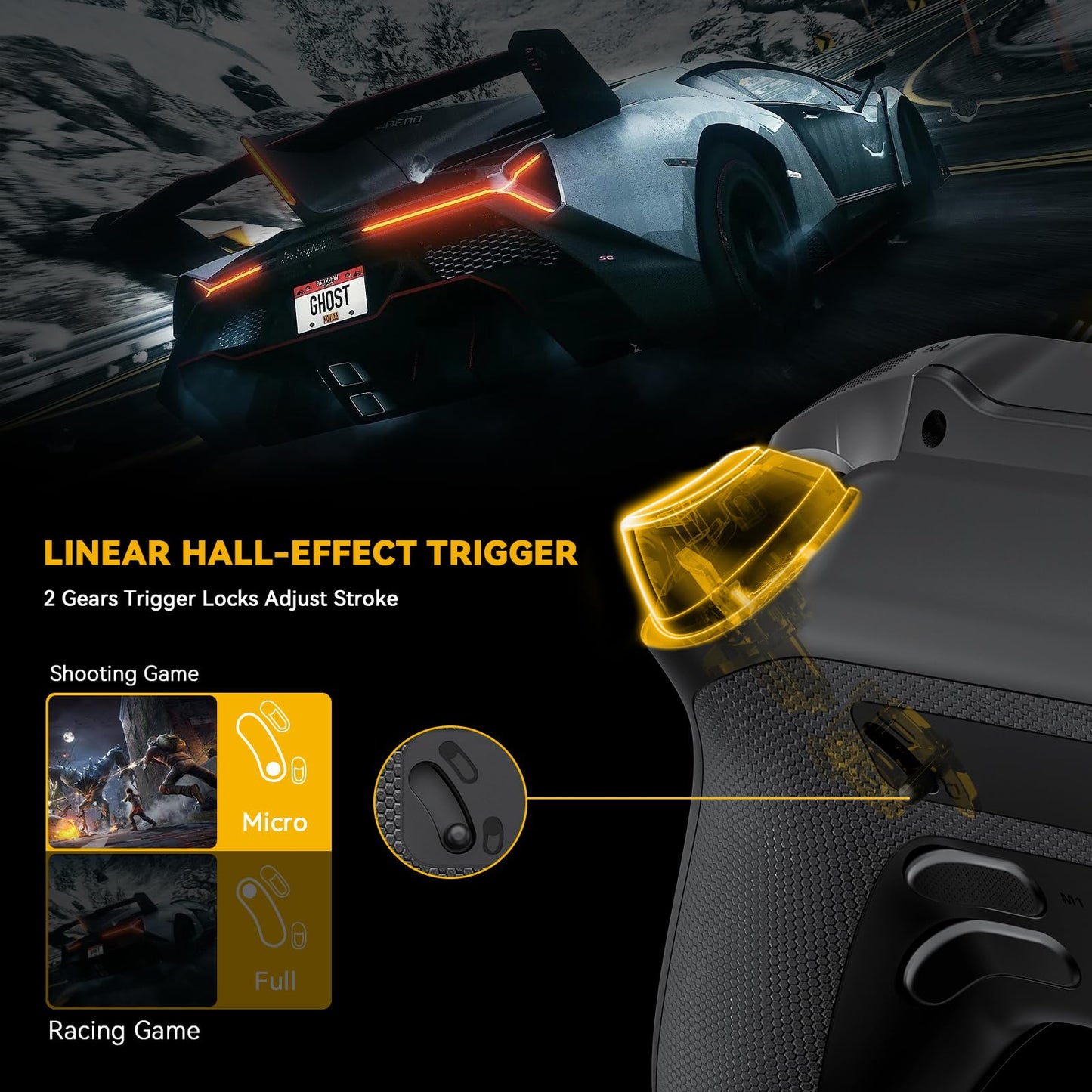 ManbaOne Controlador de Juegos Inalámbrico de Pantalla Interactiva (Negro)