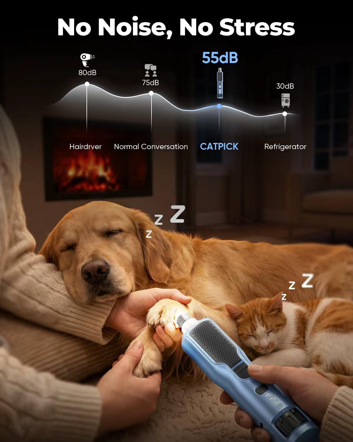 Pulidor de Uñas de 7 Velocidades para Perros y Gatos (Azul)