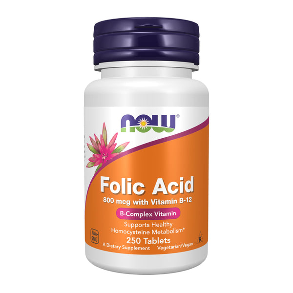 NOW Foods Tabletas de Ácido Fólico (800 mcg / Paquete de 2)