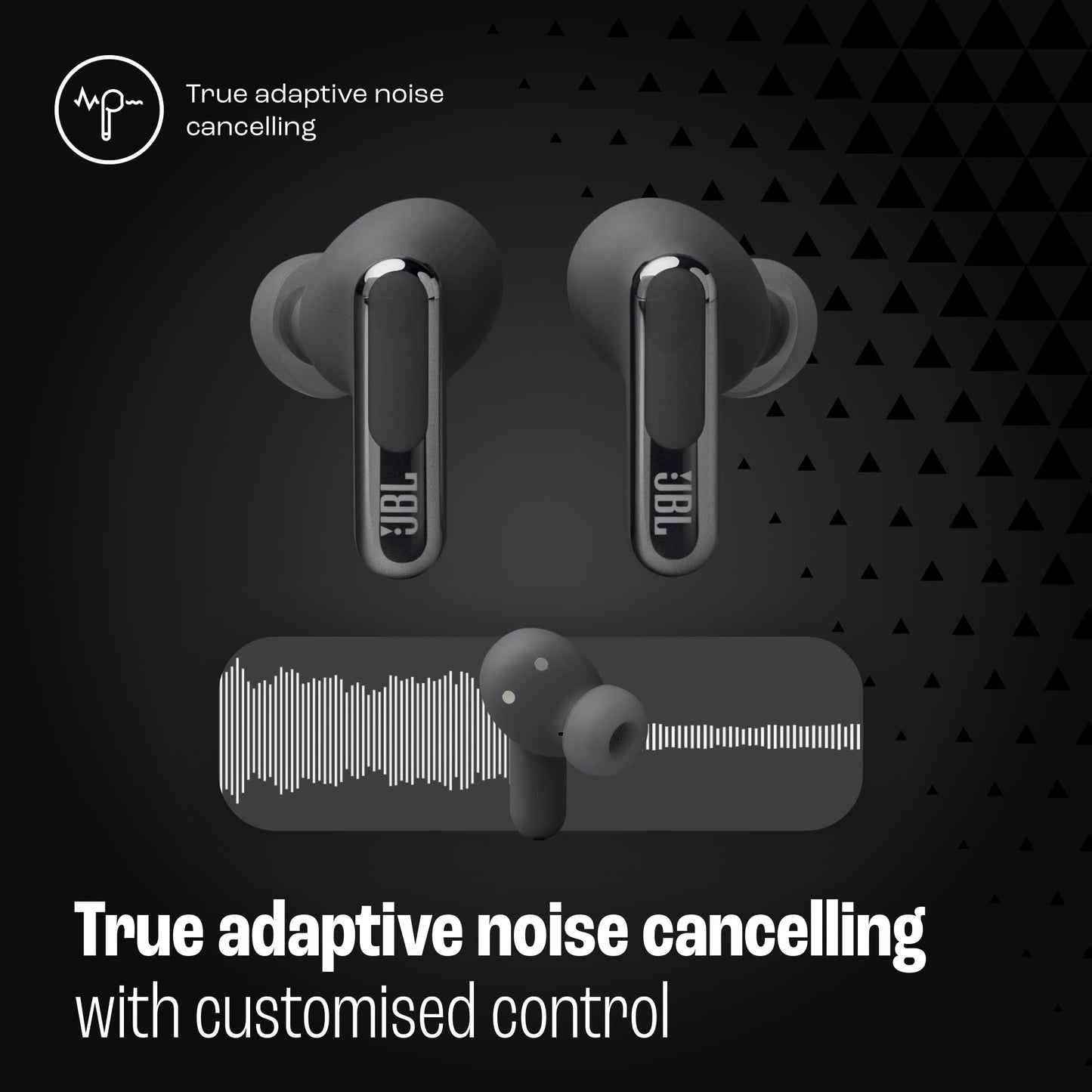 JBL Live Beam 3 - True Wireless Noise-Cancelling Stick-Closed Earbuds, 48Hrs Total Playback, Wireless Charging, 6 Mics for Perfect Calls, Multi-Point Connection, IP55 Waterproof and dustproof (Black)