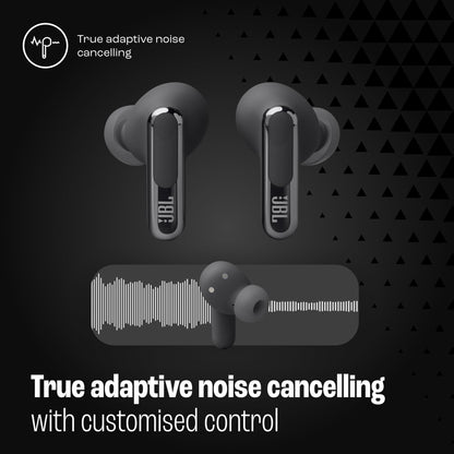 JBL Live Beam 3 - True Wireless Noise-Cancelling Stick-Closed Earbuds, 48Hrs Total Playback, Wireless Charging, 6 Mics for Perfect Calls, Multi-Point Connection, IP55 Waterproof and dustproof (Black)