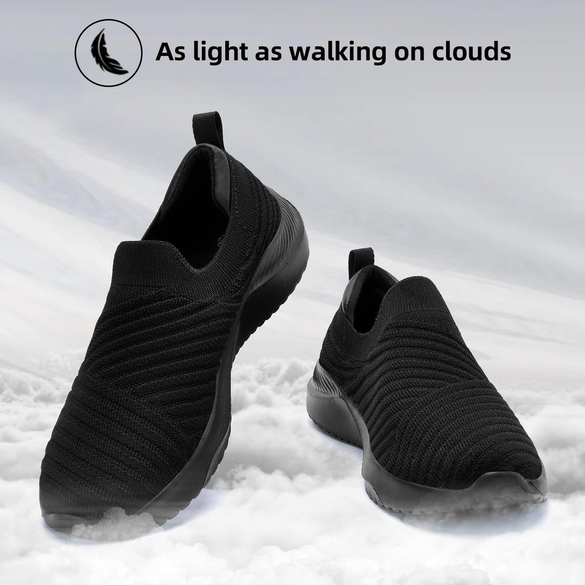PPQ Womens Slip On Walking Shoes-Lightweight Comfort Breathable Travel Slip in Sneakers All Black