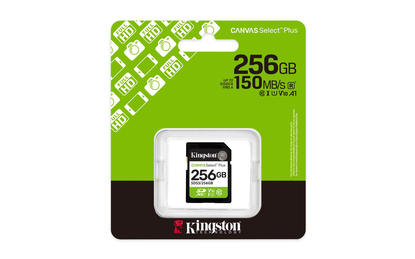 Kingston 256GB Canvas Select Plus SD Card | Up to 150MB/s | Class 10, UHS-I, U1, V10 | SDS3/256GB