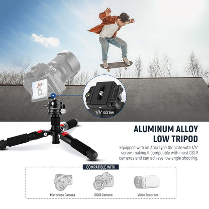 NEEWER Mini Desk Camera Tripod with Cell Phone Holder Compatible with iPhone for Video Recording Filming, 20"/50cm Small Portable DSLR Camcorder Webcam Stand, 360° Ball Head 1/4" QR Plate, TP-AAM521