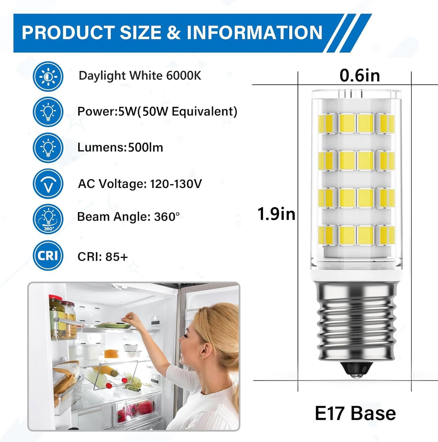 Lmwxov Bombillas de Luz LED de Repuesto de 5W (Blanco Luz de Día)