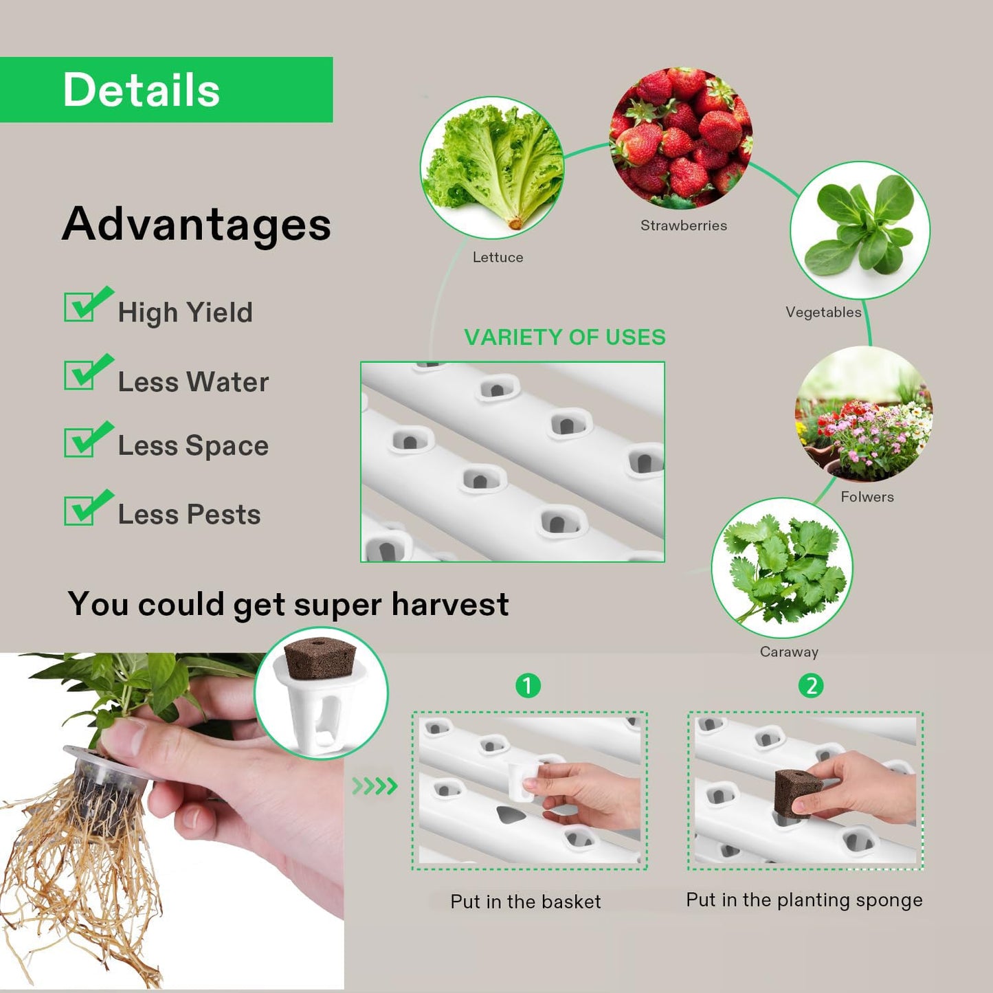 VIVOSUN Sistema de Cultivo Hidropónico de Jardinería