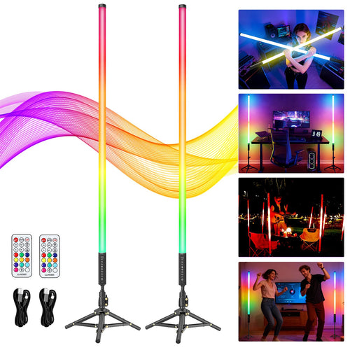 Paquete de 2 Luces de Tubo RGB de 4 Pies con Soporte