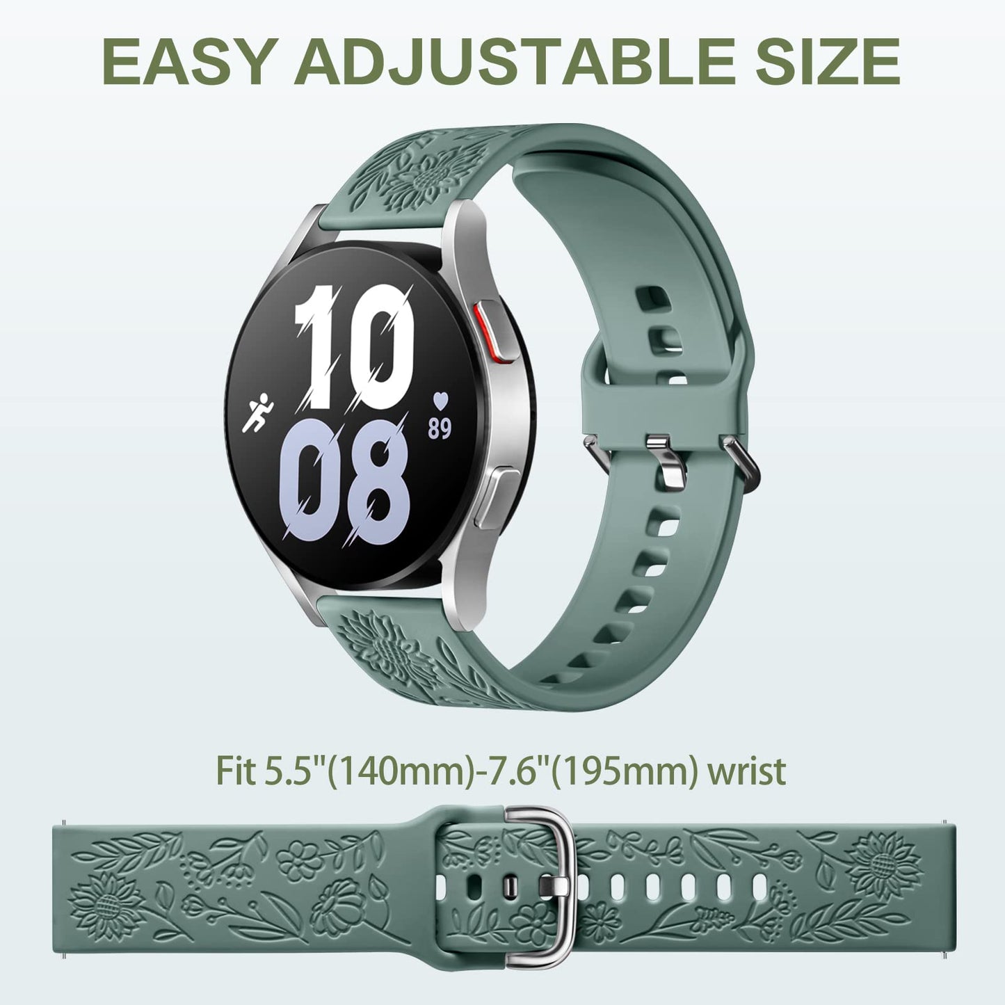 SNBLK Correas de Silicona con Grabado Floral para Samsung Galaxy Watch (Paquete de 6 / 20mm)