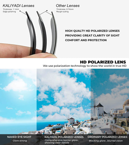 KALIYADI Lentes de Sol Polarizados para Hombre (Negro/Azul Hielo/Rojo)