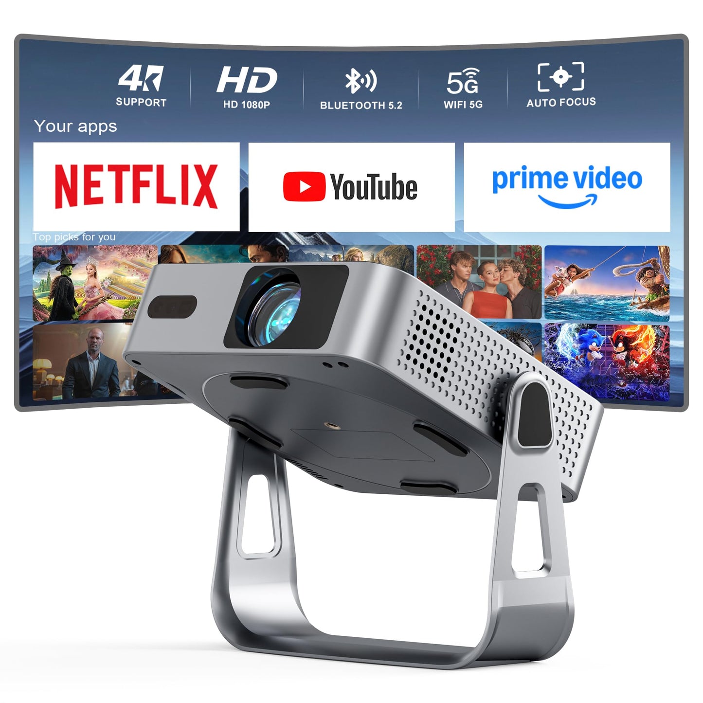 VISSPL Smart Mini Proyector 1080P (Plata)