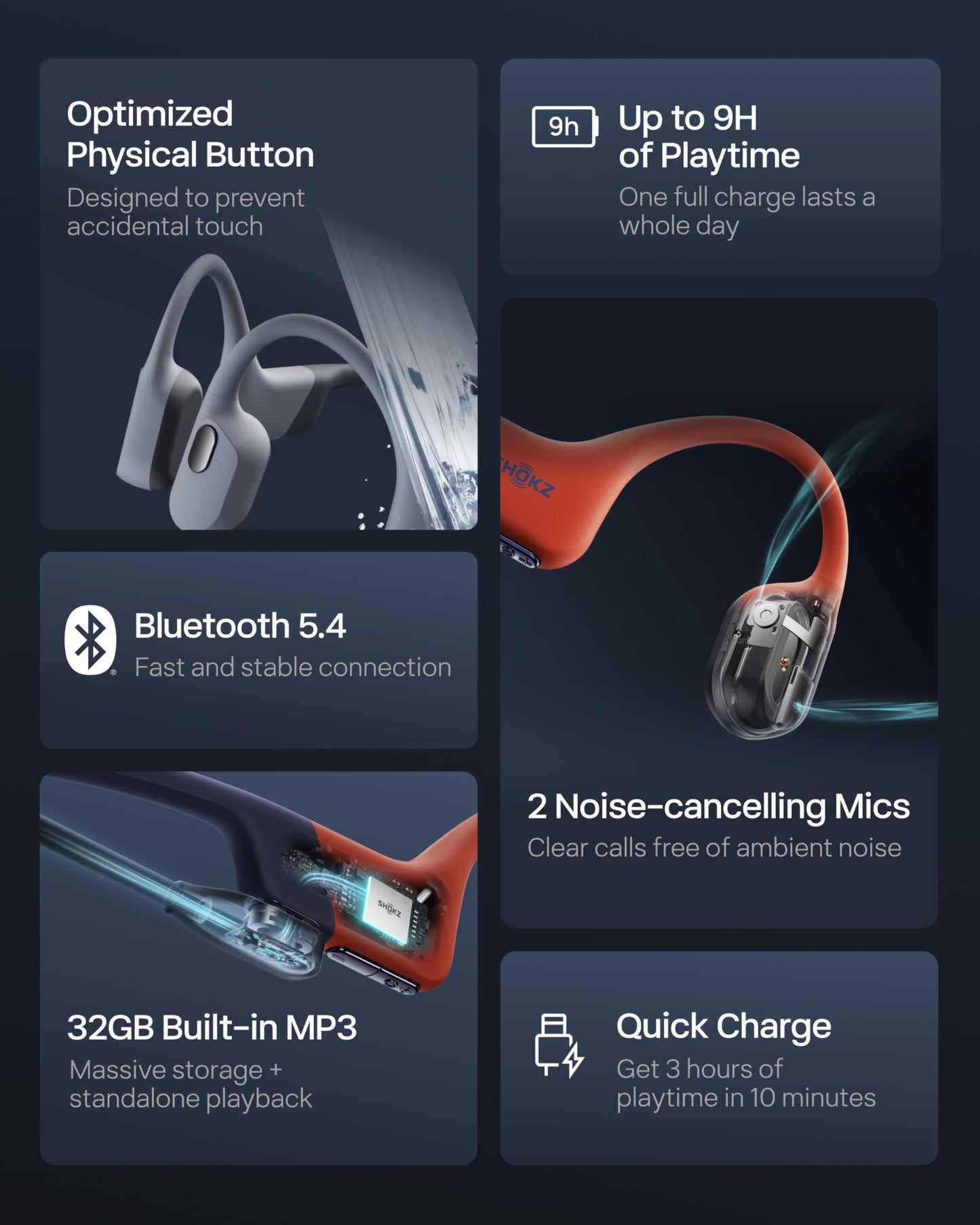 SHOKZ Auriculares Deportivos de Conducción Ósea OpenSwim Pro (Rojo)