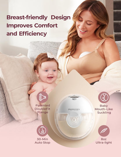 Momcozy Sacaleches Eléctrico Inalámbrico Portátil M5 (Paquete de 2 / Gris Pluma)