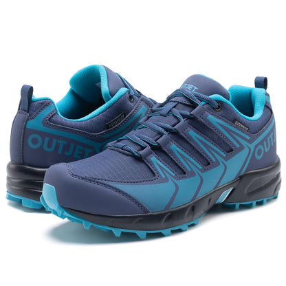 OUTJET Women's Waterproof Hiking Shoes Lightweight Non-Slip Trails Walking Shoes Outdoor Sneakers Blue