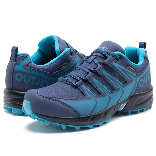 OUTJET Women's Waterproof Hiking Shoes Lightweight Non-Slip Trails Walking Shoes Outdoor Sneakers Blue