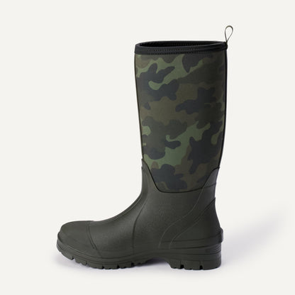 Amazon Essentials Men's Waterproof Neoprene Rubber Rain Boot, Camo/Olive