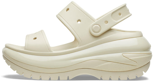 Crocs Classic Mega Crush Platform Sandals Wedge Bone