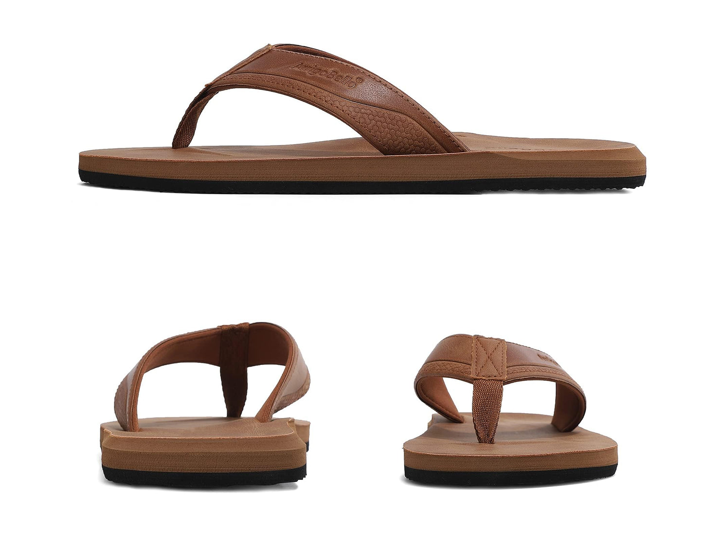 AX BOXING Mens Flip Flops Leather Thong Sandals Casual Comfort Slides Slippers (B-Yellow