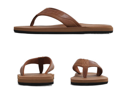 AX BOXING Mens Flip Flops Leather Thong Sandals Casual Comfort Slides Slippers (B-Yellow