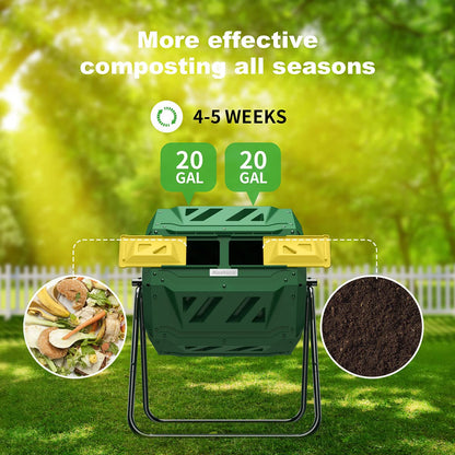 Compostador de Contenedor de Vaso de Doble Cámara (43 Galones)