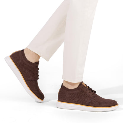 Bruno Marc Men's KnitFlex Breeze Mesh Sneakers Oxfords Lace-Up Lightweight Casual Walking Shoes, Brown, GRAND