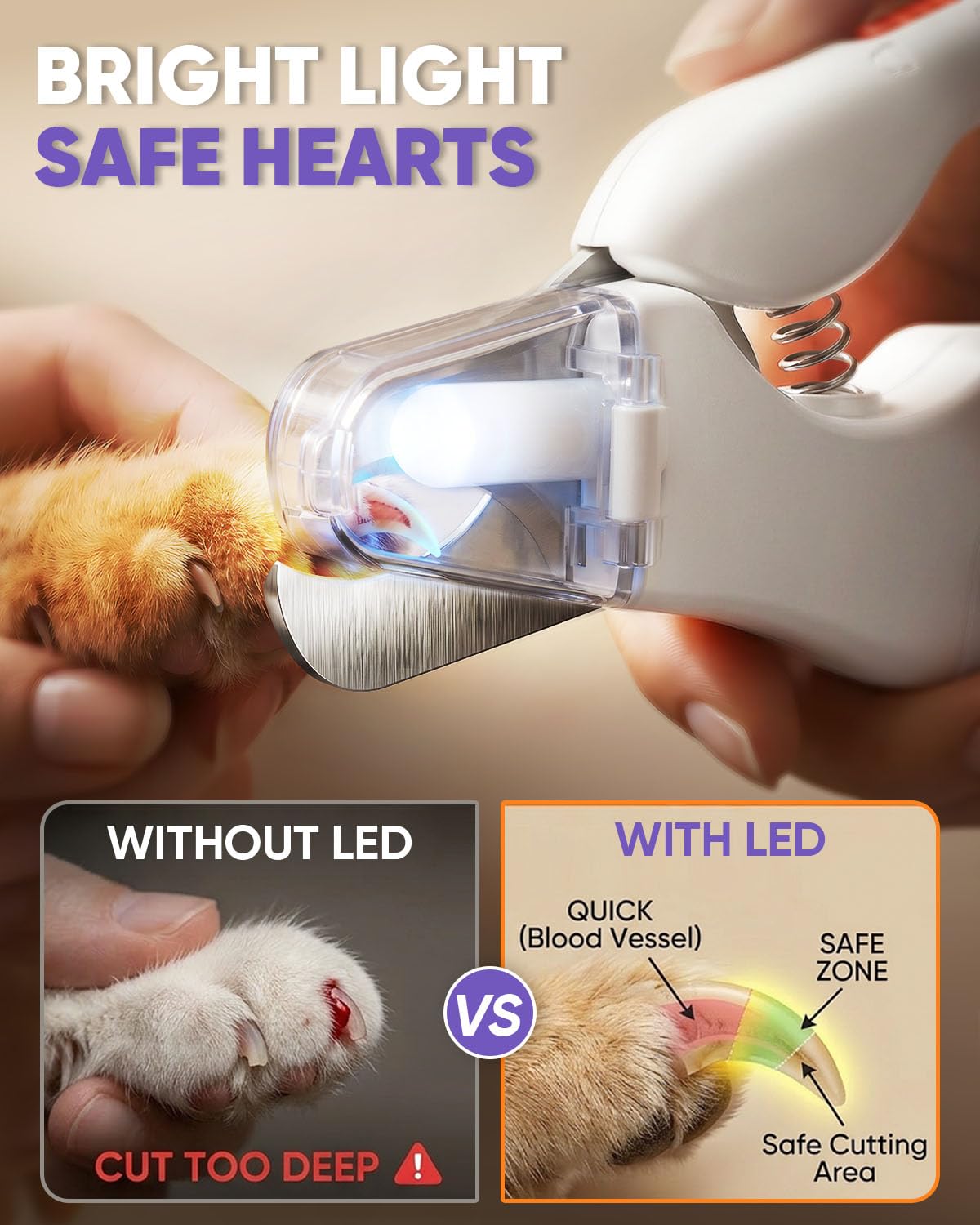 CATPICK Cortauñas 2 en 1 para Perros y Gatos con Luz LED