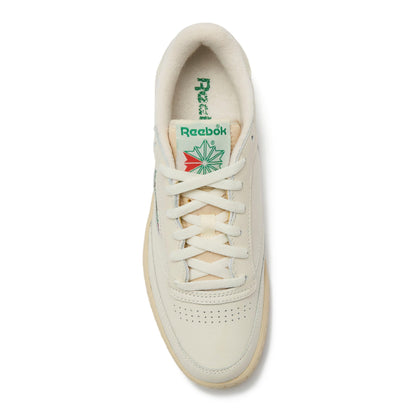 Reebok Club C Vintage Tennis Sneakers for Men, Casual White Mens Shoes, Top-Chalk/Paperwhite/Glen Green