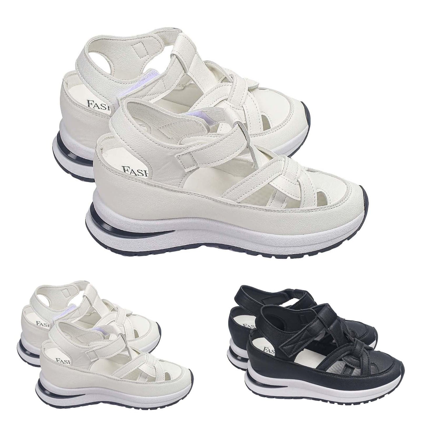 Betadog Women's Sports Sandals Casual Side Hollow Paste Slope Bottom Roman Shoes Summer Sandal Slippers for Women with Strap (White