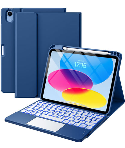 Harvopu Funda con Teclado para iPad 11ª/10ª Gen (Azul Marino)