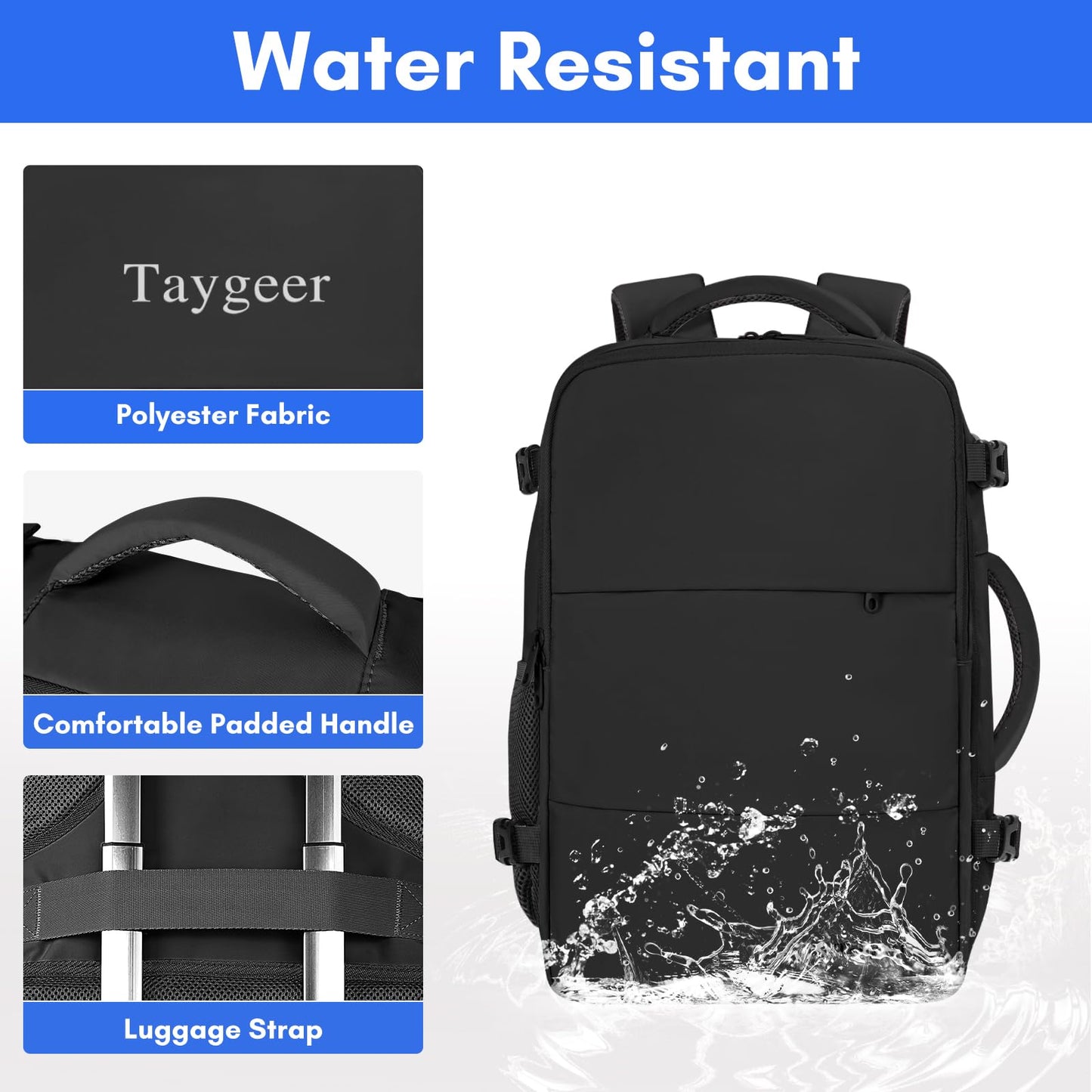 Taygeer Mochila de Viaje para Laptop de 15.6" (Negro)