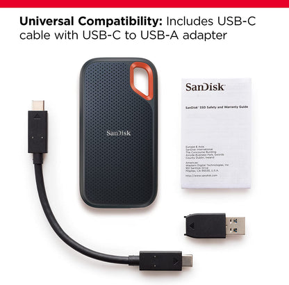 SANDISK 1TB Extreme Portable SSD (Old Model) - Up to 1050MB/s, USB-C, USB 3.2 Gen 2, IP65 Water and Dust Resistance, Updated Firmware - External Solid State Drive - SDSSDE61-1T00-G25