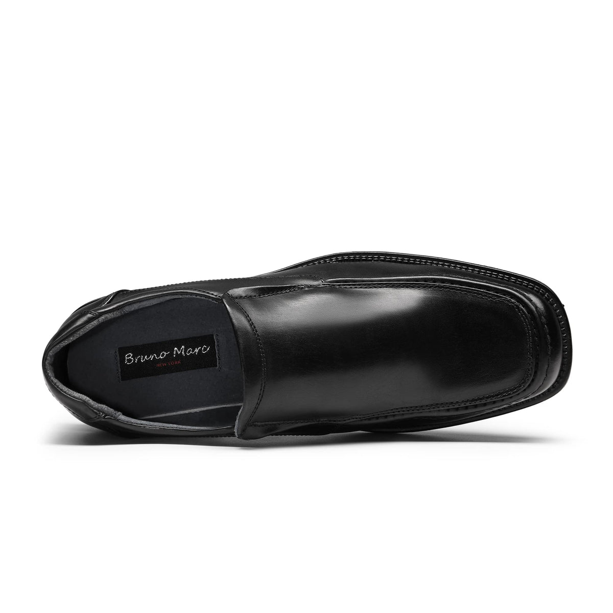 Bruno Marc Men's Goldman-02 Slip on Leather Lined Square Toe Dress Loafers Shoes for Casual Weekend Formal Work, Black, GOLDMAN