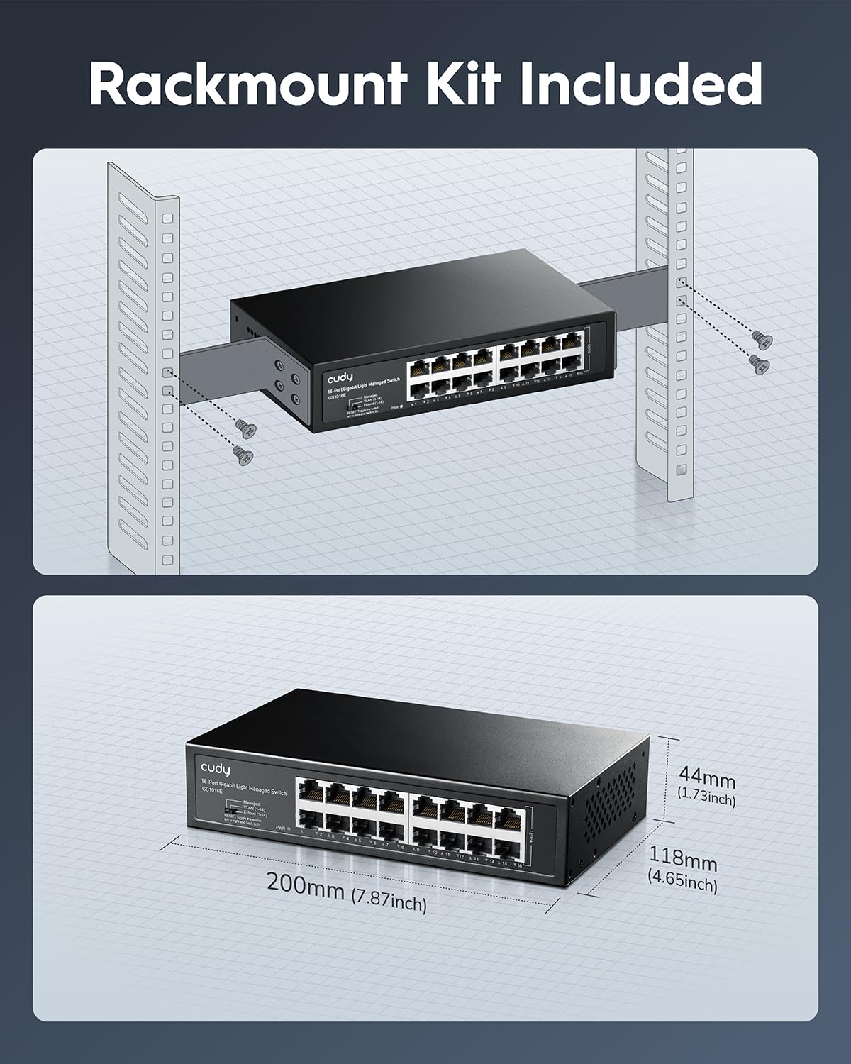 Cudy Switch Gigabit Smart Managed de 16 Puertos GS1016E