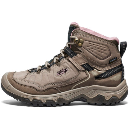 KEEN Women's Targhee 4 Mid Height Durable Comfortable Waterproof Hiking Boots, Brindle/Nostalgia Rose