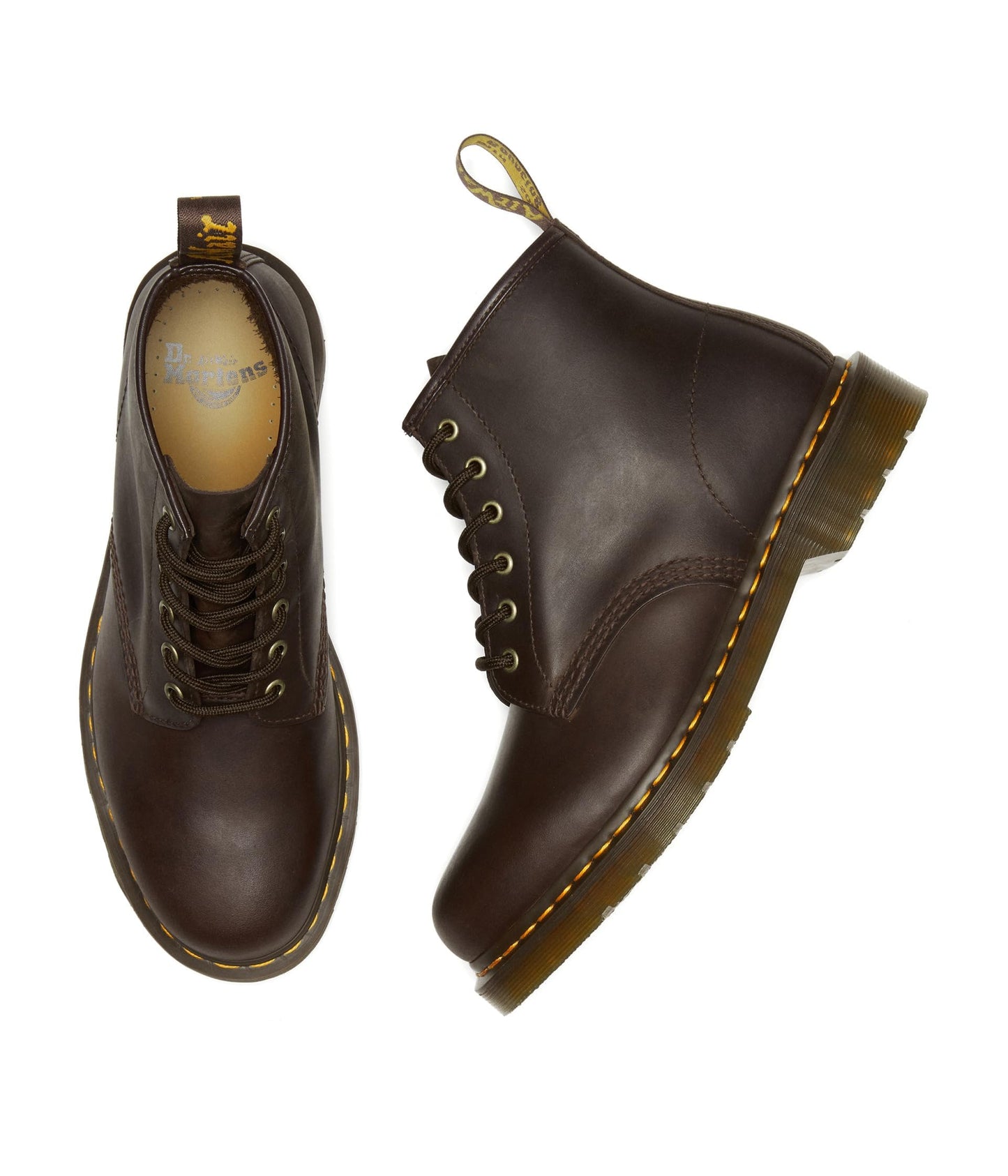 Dr. Martens Unisex 101 6 Eye Leather Boot, Dark Brown Crazy Horse