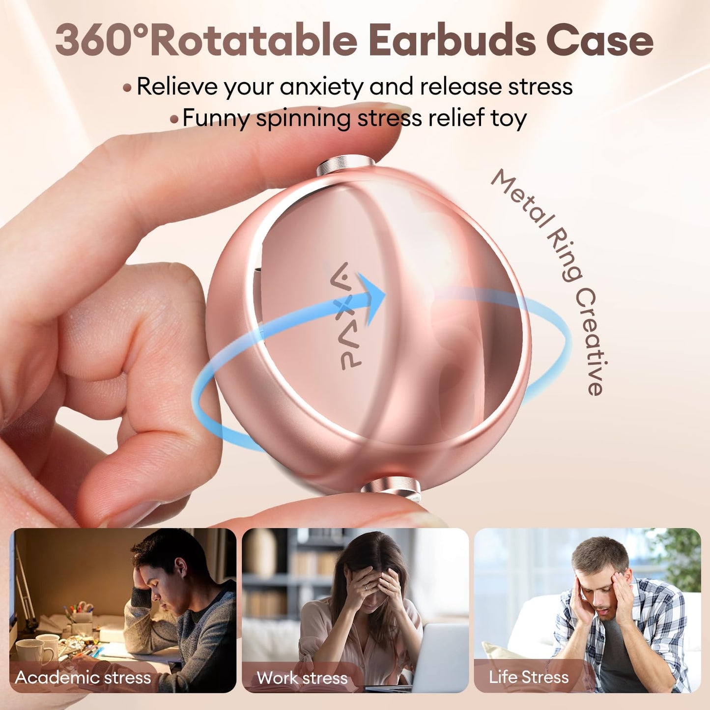 PAXA 2 in 1 Clip-on Earbuds Open Ear Headphones Bluetooth 6.0 Wireless Earbuds with in-Ear Earbuds, Ultra-long 140H Play, Auto L-R Recognition Touch Control for Work Fitness Daily Use Ctbuds Rose Gold