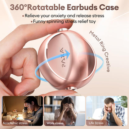 PAXA 2 in 1 Clip-on Earbuds Open Ear Headphones Bluetooth 6.0 Wireless Earbuds with in-Ear Earbuds, Ultra-long 140H Play, Auto L-R Recognition Touch Control for Work Fitness Daily Use Ctbuds Rose Gold