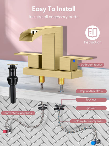 Cobbe Grifo de Cascada para Baño (Oro Cepillado)