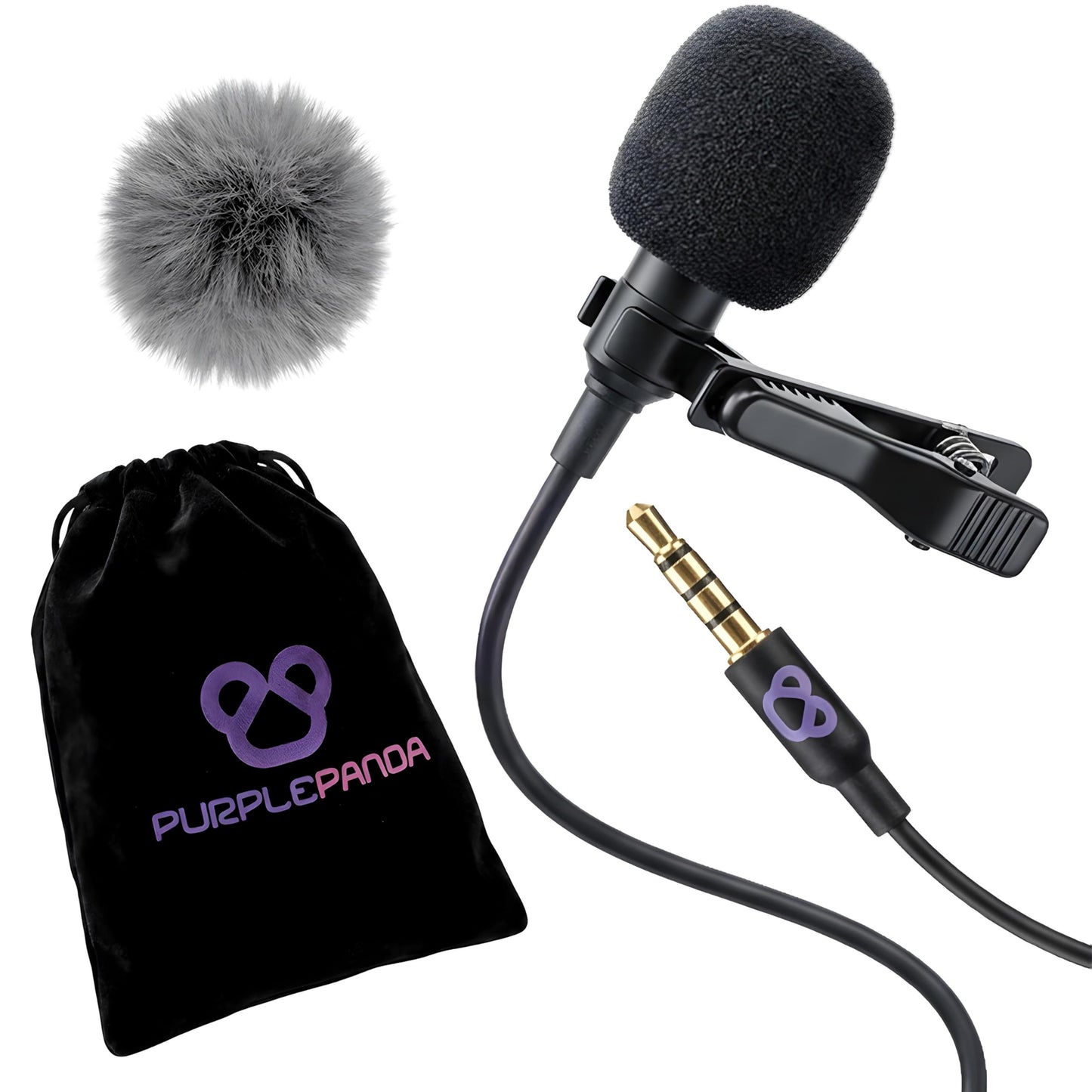 Purple Panda Wired Lavalier Microphone Omnidirectional – Attachable Lapel Mic Compatible with GoPro, DJI, Insta360, Tablet, iPad, DSLR, Camera, Ideal for Social Media Content Creators