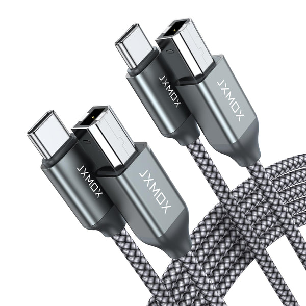 JXMOX Cable de Impresora USB B a USB C (Paquete de 2 / 6.6 pies)