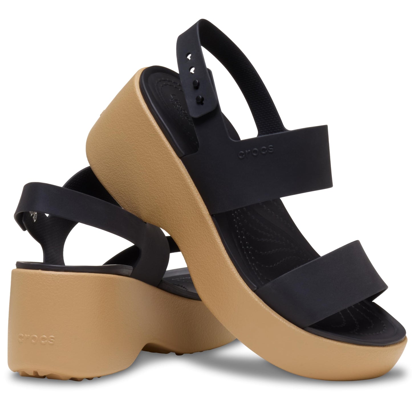 Crocs Womens Brooklyn Sky Sandals, Wedge Sandals, Black/Cashew