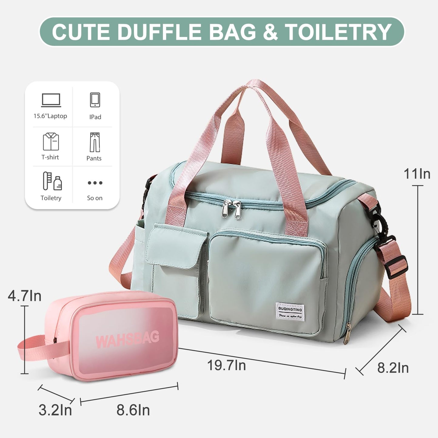 Bolsa de Gimnasio Pequeña para Mujer (Verde 05#)
